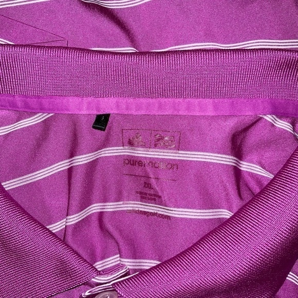 Men’s used size XXL adidas purple white striped polo shirt Pure Motion - Picture 2 of 3